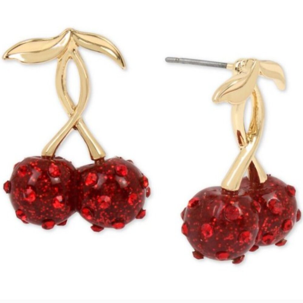 NWT Betsey Johnson Cherry Drop Earrings - Picture 2 of 6